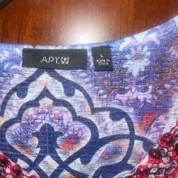 Apt. 9 Red and Black Graphic Embellished Blouse - Picture 2 of 3